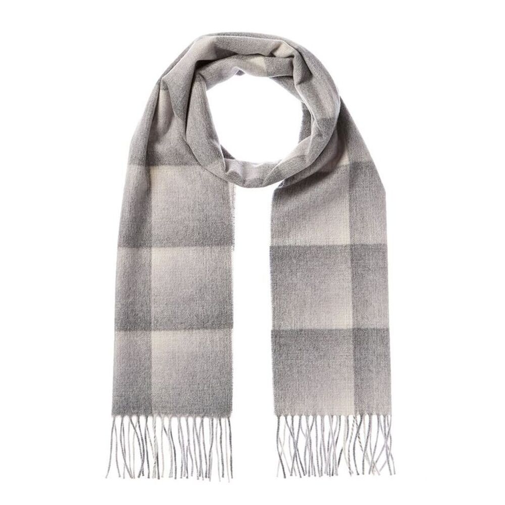 Amicale Cashmere Ombre Grid Cashmere Scarf, Grey